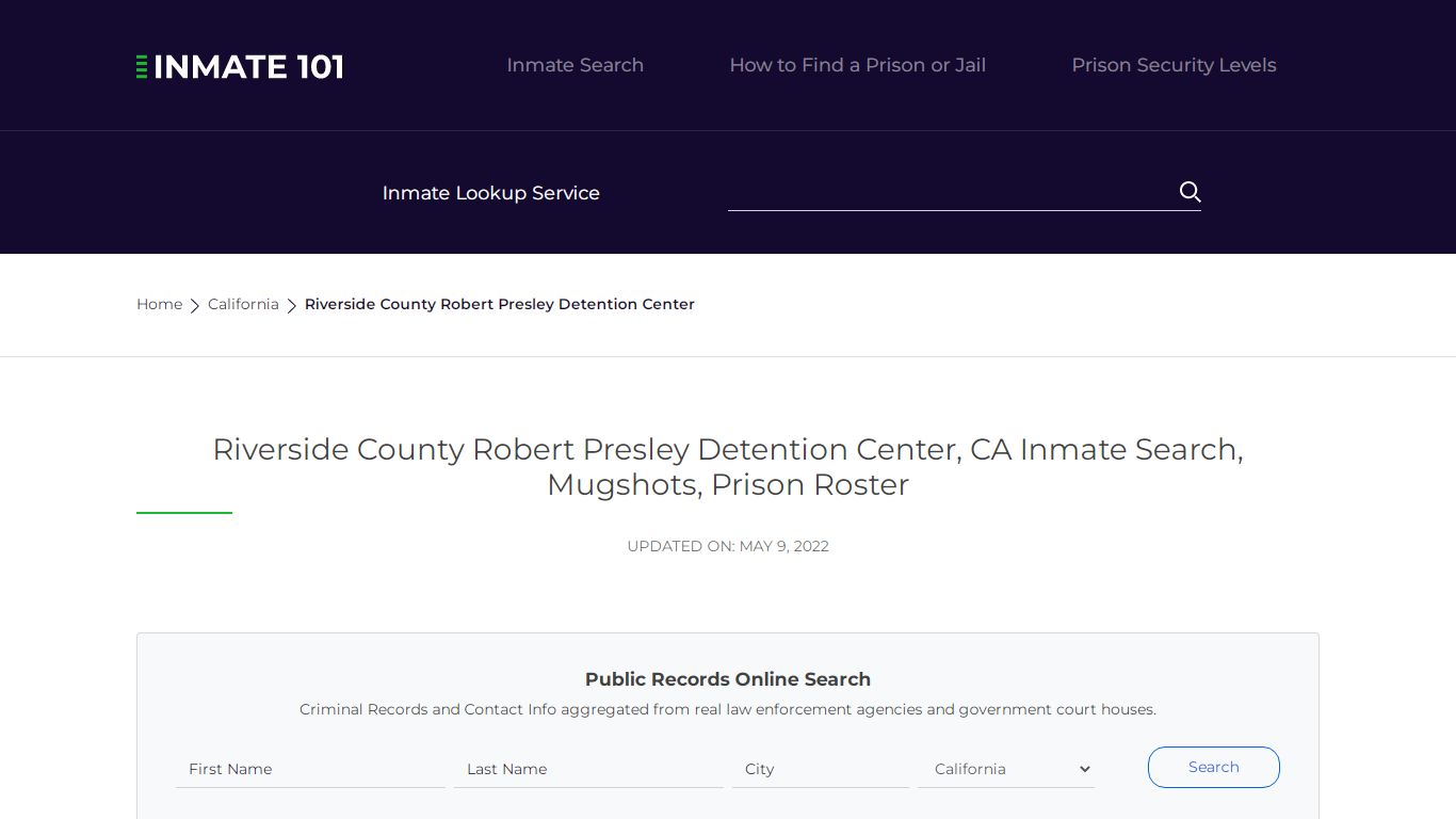 Riverside County Robert Presley Detention Center, CA Inmate Search ...